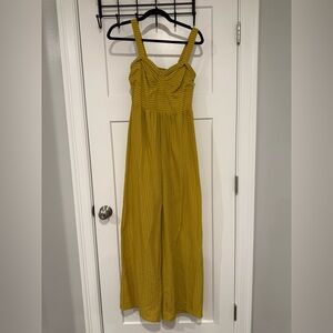 Francesca’s Mustard Striped Jumpsuit
